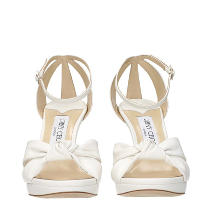 Jimmy Choo Women's Leather Platform Sandals - White