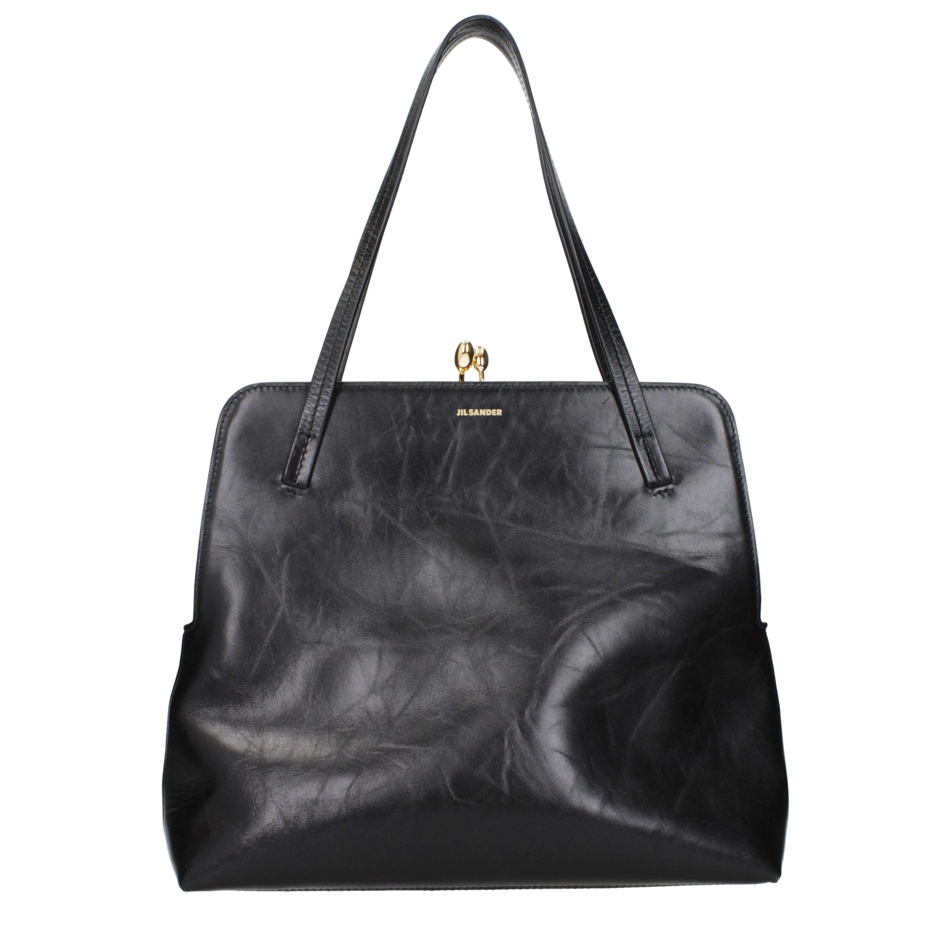 Shoulder Bag by Jil Sander for women in leather black features a statuesque silhouette, showcasing a secure and statuesque with versatile shoulder-strap for a statuesque finish.