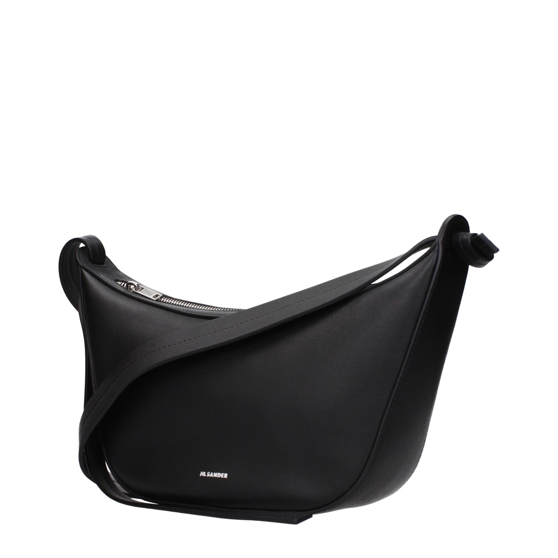 Shoulder Bag by Jil Sander for women in leather black features an effortlessly chic silhouette with a secure , ample , and versatile shoulder-strap for effortlessly chic everyday luxury.
