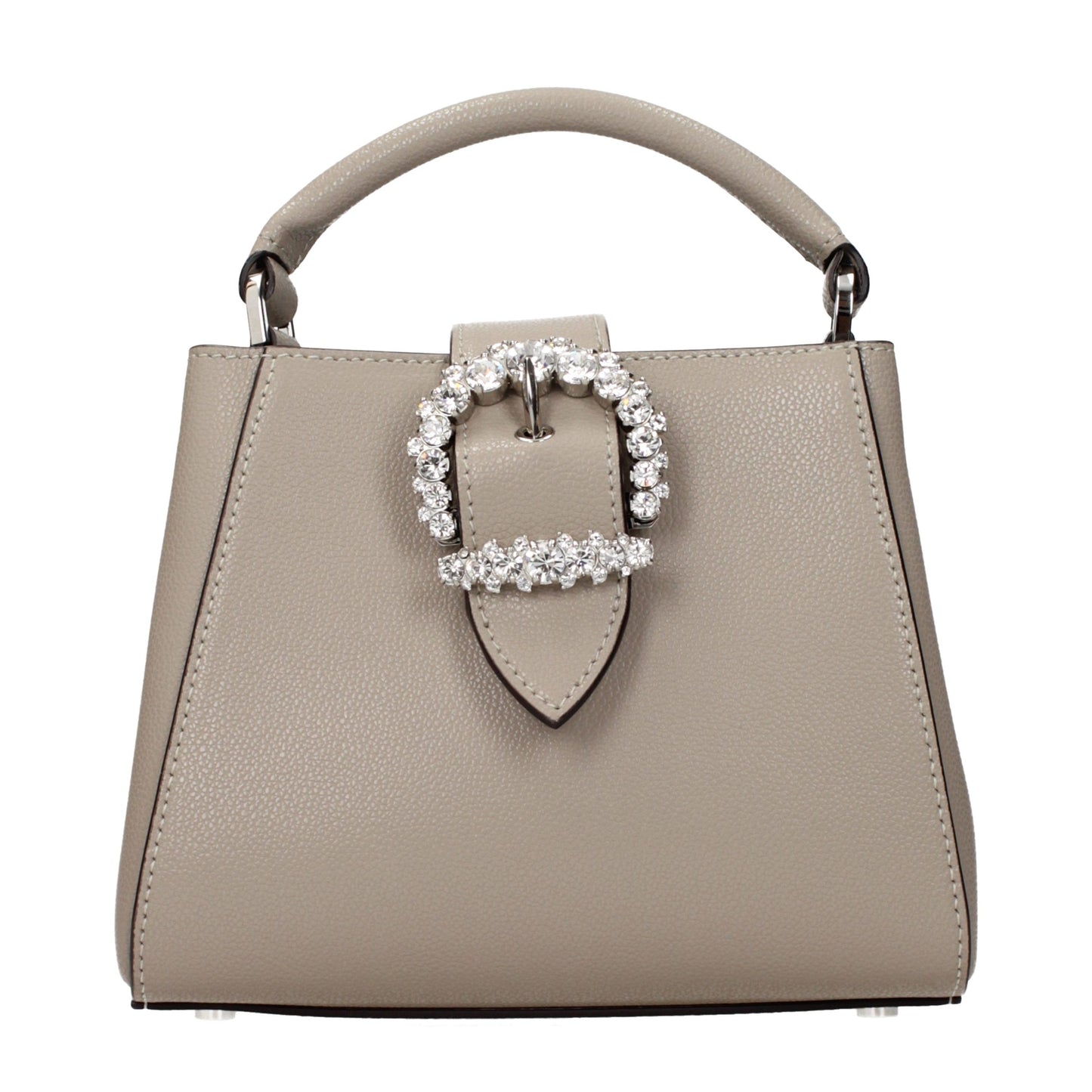 Handbag by Jimmy Choo for women in leather gray features a signature silhouette, showcasing a secure and signature with versatile for a sophisticated look.