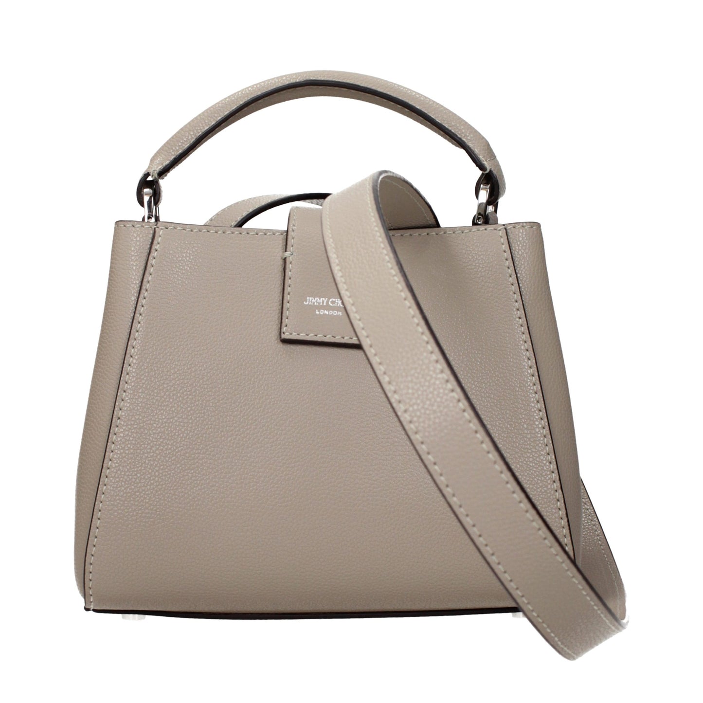 Handbag by Jimmy Choo for women in leather gray features a refined silhouette, showcasing a secure , organized , and versatile for a refined finish.