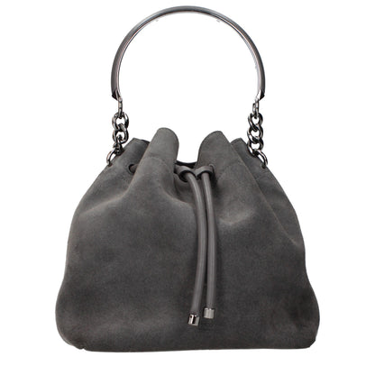 Handbag by Jimmy Choo for women in suede leather gray presents a ornamental silhouette, showcasing a secure , ample , and versatile adjustable-strap for a ornamental finish.