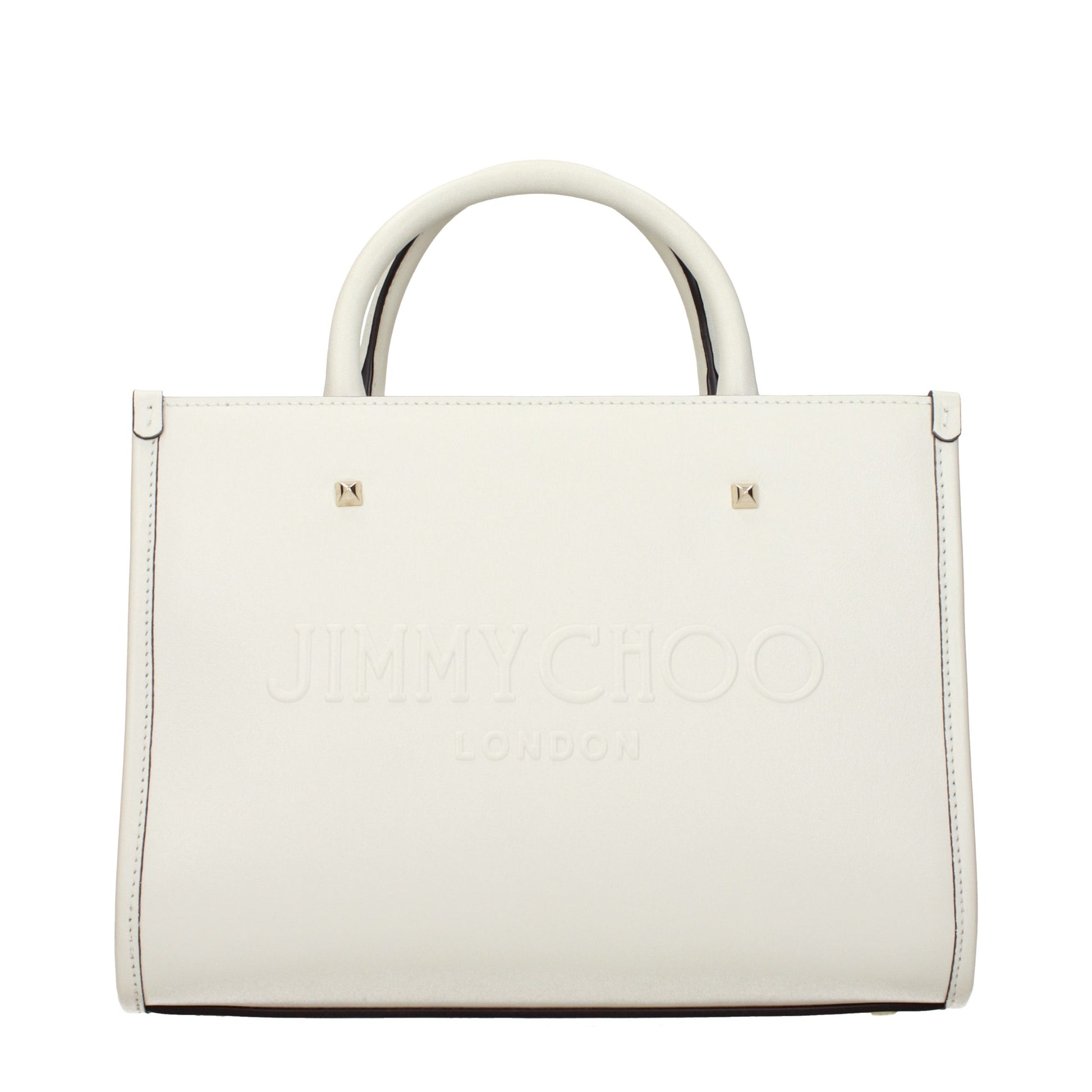 This Handbag by Jimmy Choo for women in leather and white presents a sculptural silhouette featuring a secure , ample , and versatile handle for a sculptural finish.