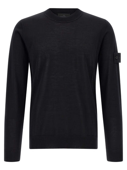 Stone Island Men's Regular Fit Crew Neck Virgin Wool Cardigan - Black