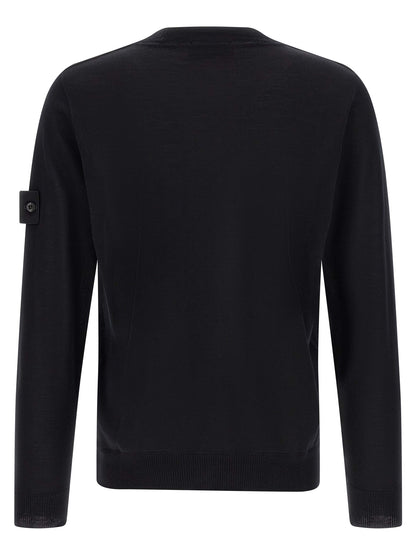 Stone Island Men's Regular Fit Crew Neck Virgin Wool Cardigan - Black