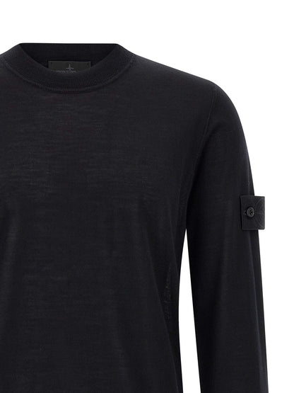 Stone Island Men's Regular Fit Crew Neck Virgin Wool Cardigan - Black