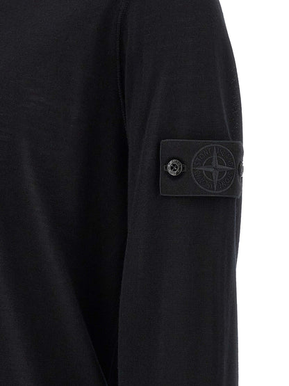 Stone Island Men's Regular Fit Crew Neck Virgin Wool Cardigan - Black