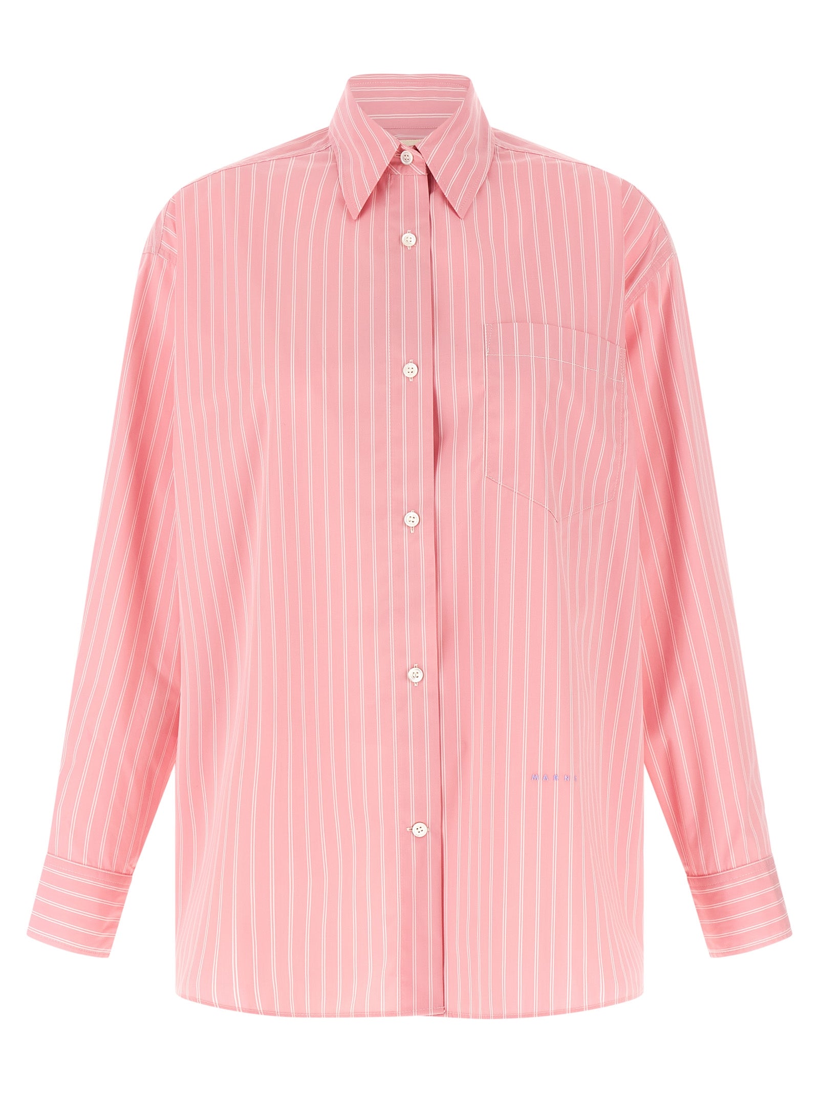 Blouse by Marni for women in polyamide cotton multicolor, pink, patterned & striped presents a discerning silhouette, showcasing a sophisticated and long-sleeve for a truly discerning finish.