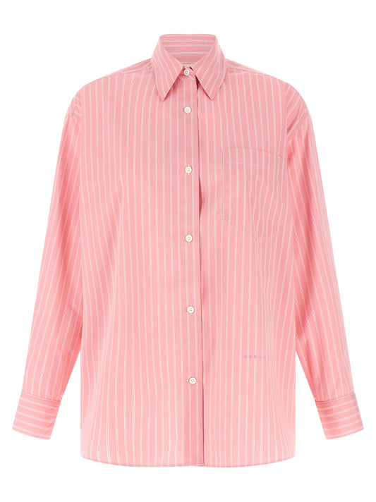 Blouse by Marni for women in polyamide cotton multicolor, pink, patterned & striped presents a discerning silhouette, showcasing a sophisticated and long-sleeve for a truly discerning finish.