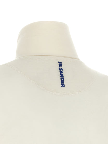 Cardigan by Jil Sander for women in polyester & virgin wool ivory & white features a nuanced silhouette with a refined and nuanced detailing for a sophisticated look.