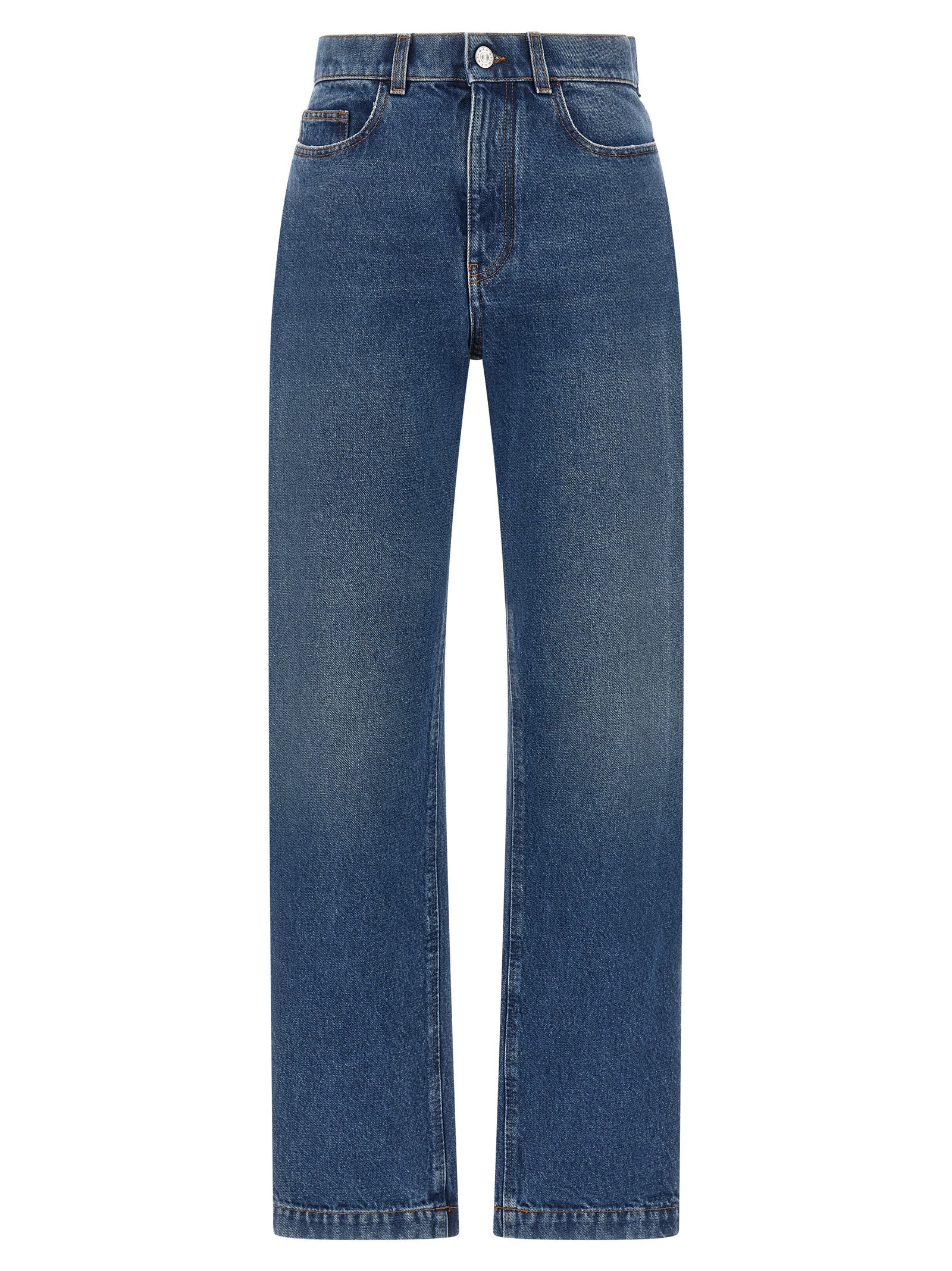 Jeans by Marni for women in denim cotton blue, brown & silver features an refined tailoring silhouette, showcasing a premium straight-leg with a and long cut for a refined tailoring look.
