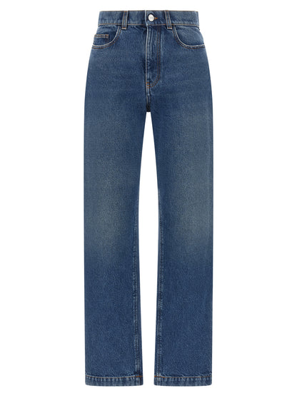 Jeans by Marni for women in denim cotton blue, brown & silver features an refined tailoring silhouette, showcasing a premium straight-leg with a and long cut for a refined tailoring look.