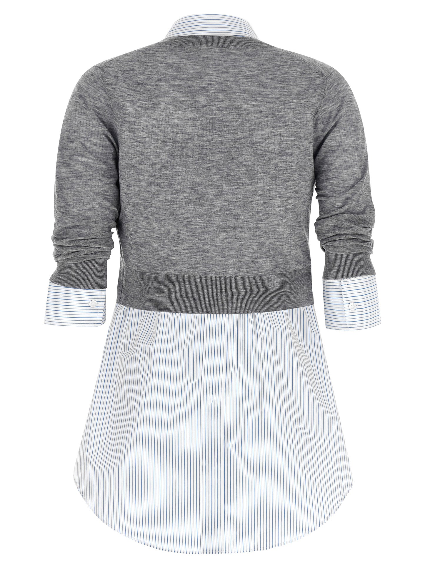 Blouse by Alexander Wang for women in cotton canvas & wool gray, transparent, signature & striped showcases a sleek silhouette, elegantly detailed with a sleek crew neckline and for a sleek finish.