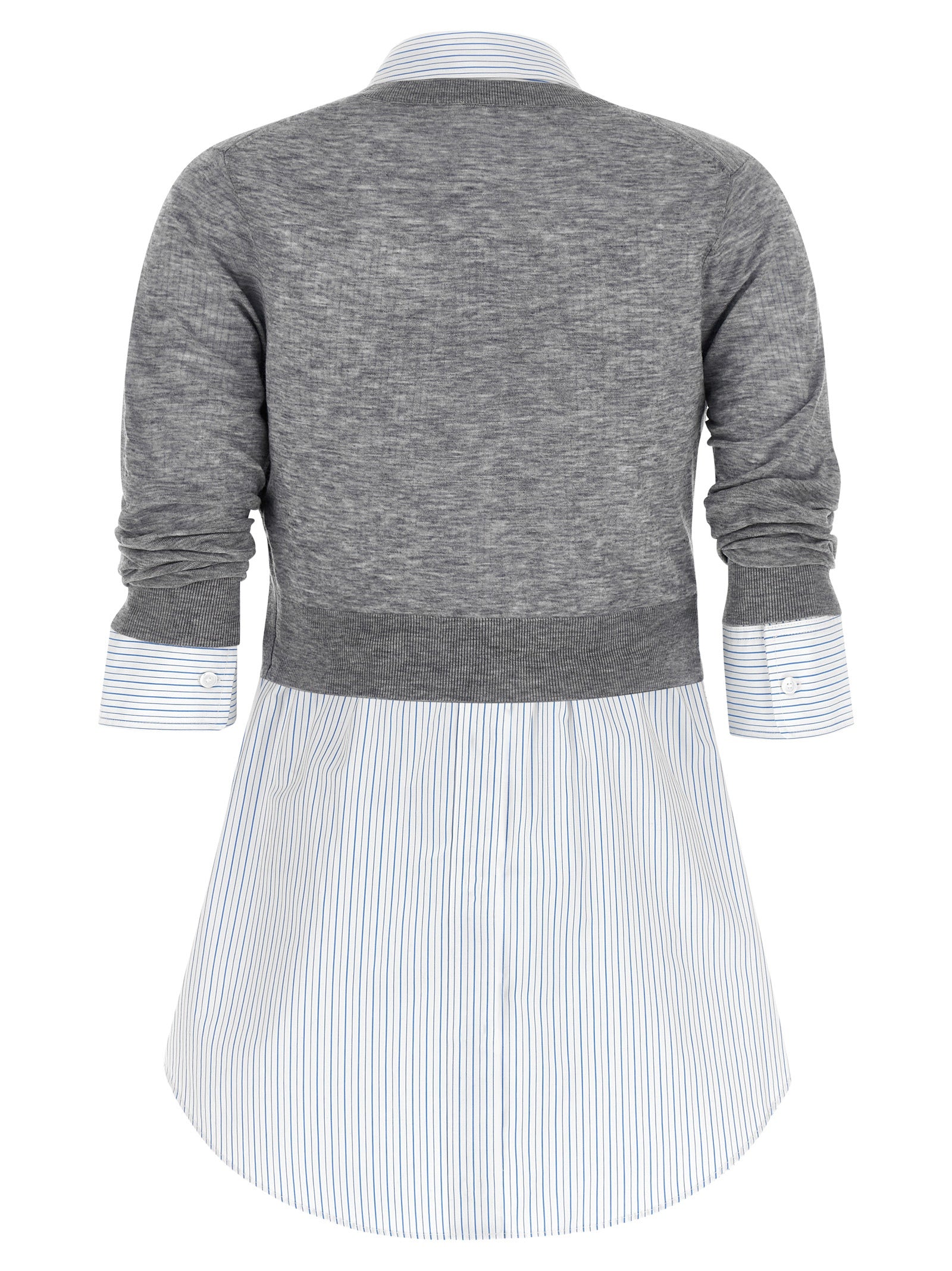Blouse by Alexander Wang for women in cotton canvas & wool gray, transparent, signature & striped showcases a sleek silhouette, elegantly detailed with a sleek crew neckline and for a sleek finish.