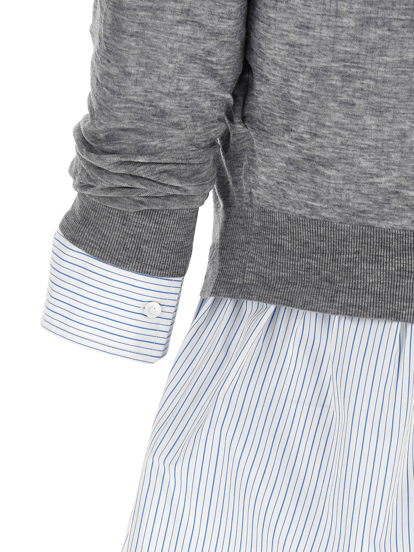 Blouse by Alexander Wang for women in cotton canvas & wool gray, transparent, signature & striped features an polished silhouette, showcasing a sophisticated crew neckline and detail for a truly polished finish.