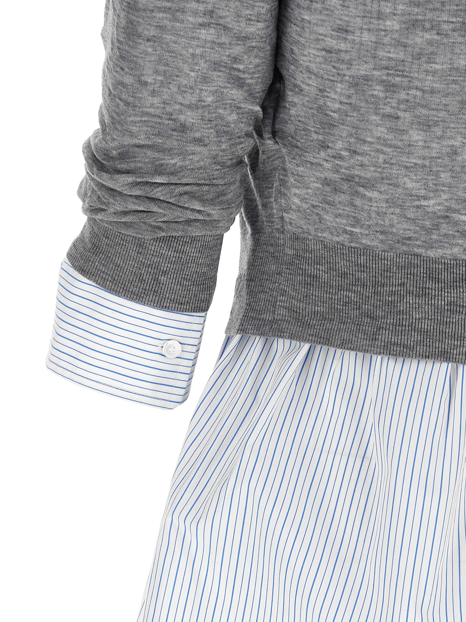 Blouse by Alexander Wang for women in cotton canvas & wool gray, transparent, signature & striped features an polished silhouette, showcasing a sophisticated crew neckline and detail for a truly polished finish.