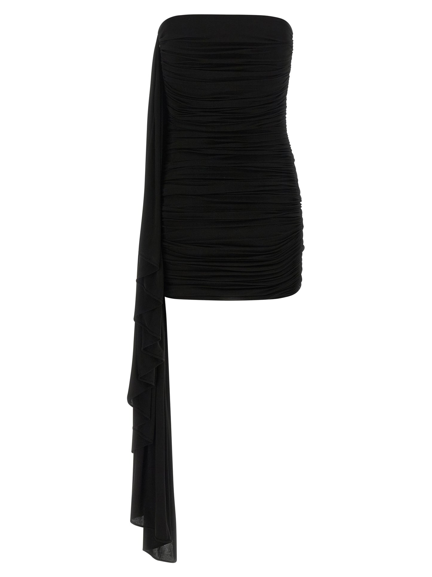Dress by Alexander Wang for women in stretch cupro black & copper features an eye catching silhouette with a sophisticated strapless neckline, elegant , and a refined short mini for a eye catching aesthetic.