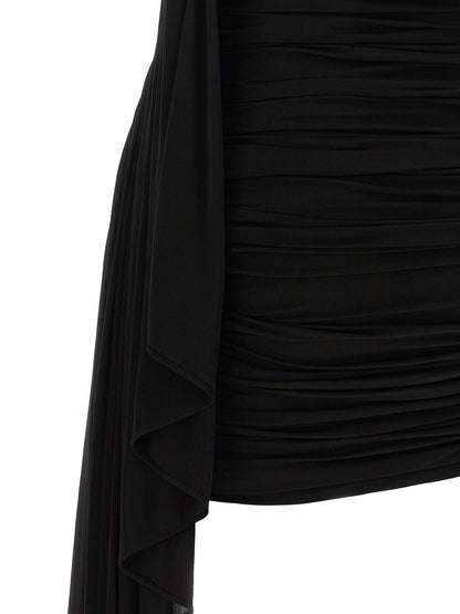 Dress by Alexander Wang for women in stretch cupro black & copper features an cute silhouette, detailed with a and that elegantly flows into a cute short mini.