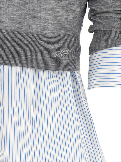 Blouse by Alexander Wang for women in cotton canvas & wool gray, transparent, signature & striped, featuring a nuanced and nuanced for a sophisticated finish.