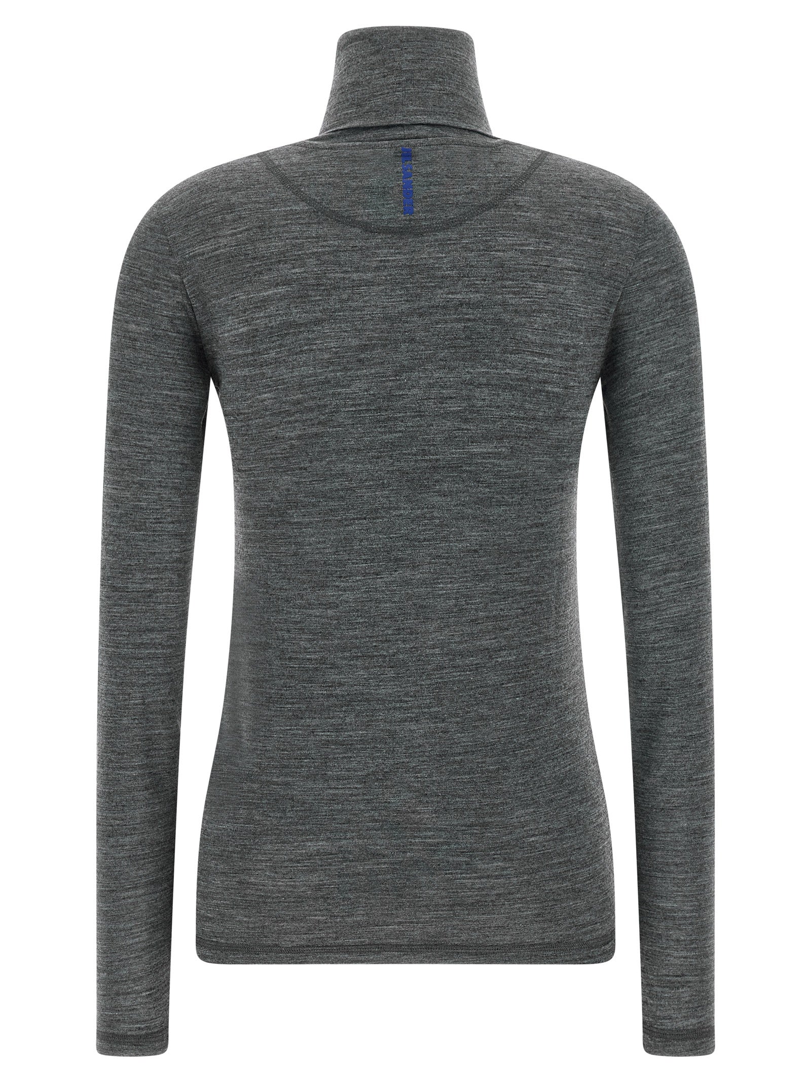 Activewear T-Shirt by Jil Sander for women in polyester & virgin wool blue & gray features an ergonomic design with , highlighting a ergonomic length and ergonomic high-neck neckline for a high-performance look.