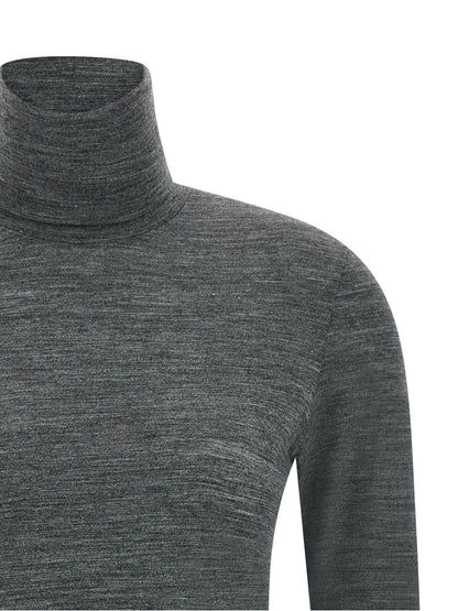 Activewear T-Shirt by Jil Sander for women in polyester & virgin wool blue & gray features a versatile silhouette, showcasing a versatile high-neck neckline and detailed with high-performance for a premium look.