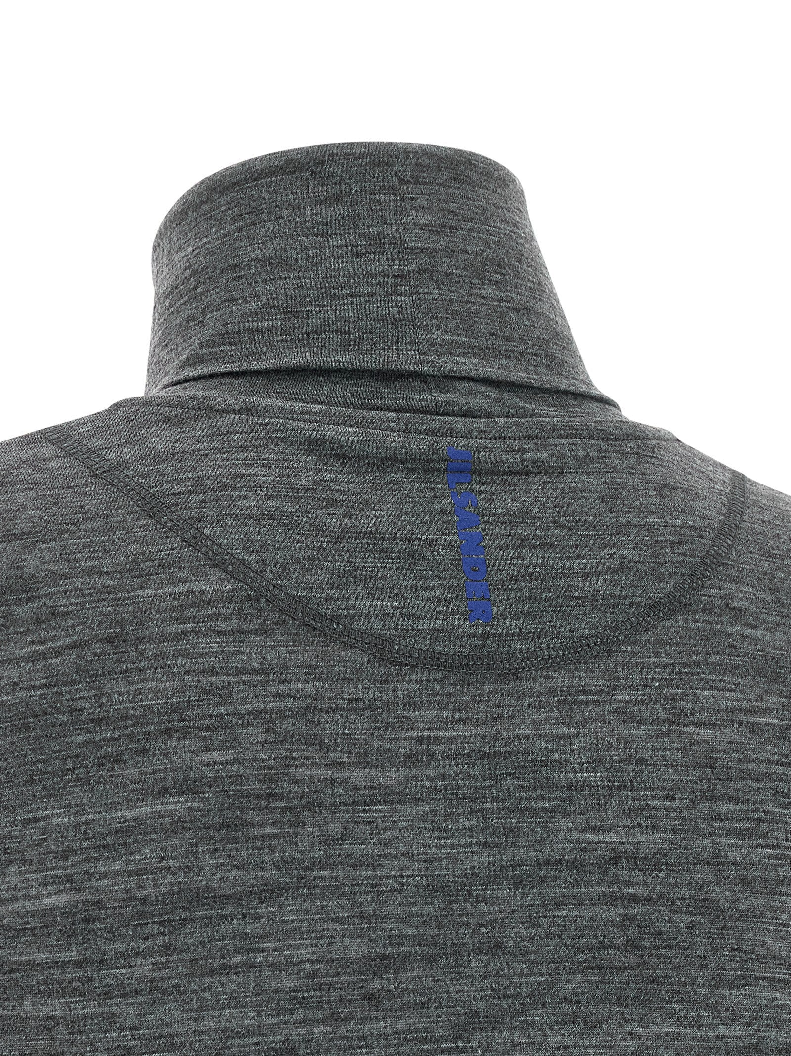 Activewear T-Shirt by Jil Sander for women in polyester & virgin wool blue & gray features a dynamic silhouette with and enhanced by functional .
