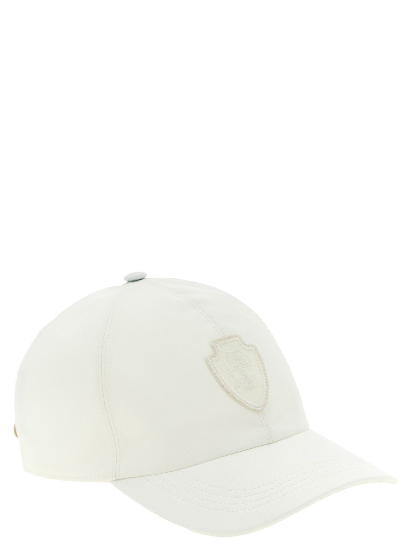 Baseball Cap by Brunello Cucinelli for women in polyester polyurethane leather white presents a statuesque silhouette, artfully capturing the essence of the statuesque Polyester Polyurethane Leather Baseball Cap design for a sophisticated look.
