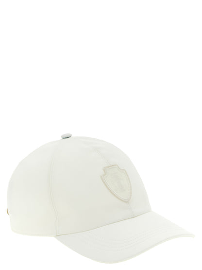 Baseball Cap by Brunello Cucinelli for women in polyester polyurethane leather white presents a statuesque silhouette, artfully capturing the essence of the statuesque Polyester Polyurethane Leather Baseball Cap design for a sophisticated look.