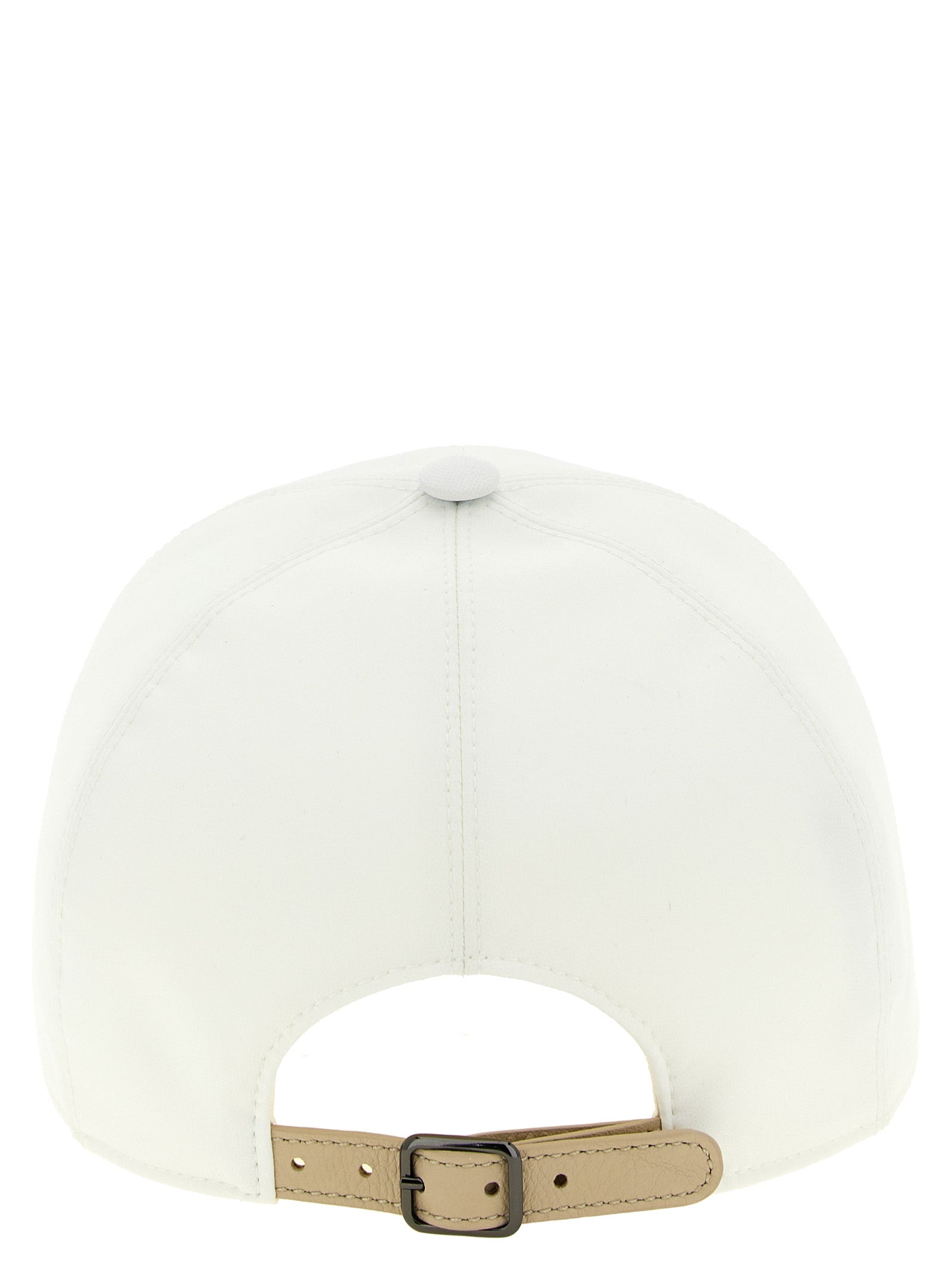 Baseball Cap by Brunello Cucinelli for women in polyester polyurethane leather white presents a distinguished silhouette from the Polyester Polyurethane Leather Baseball Cap collection, showcasing a distinguished finish with refined distinguished details.