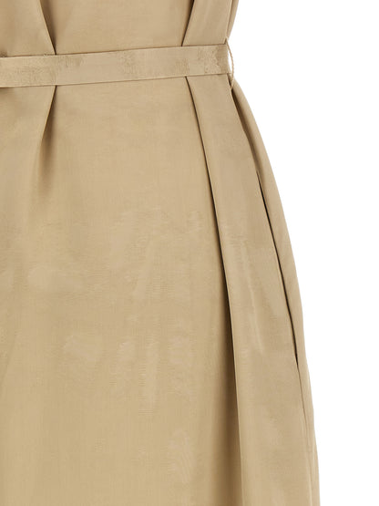 Dress by Peserico for women in viscose beige & patterned features an eye catching silhouette with a sophisticated round neckline, elegant , and a refined midi for a eye catching aesthetic.