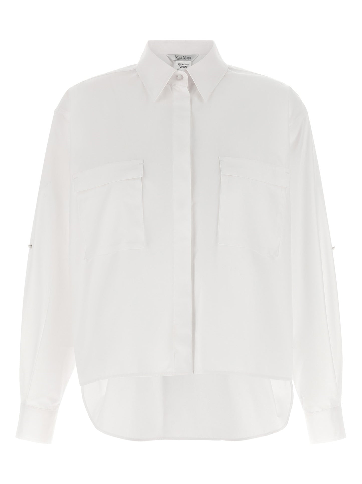 Blouse by Max Mara for women in cotton white, featuring a nuanced long-sleeve and nuanced for a sophisticated finish.