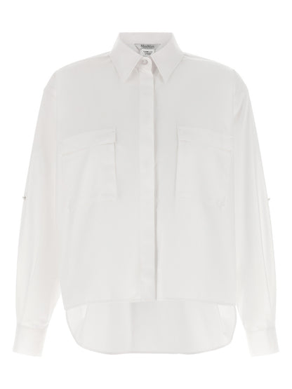 Blouse by Max Mara for women in cotton white, featuring a nuanced long-sleeve and nuanced for a sophisticated finish.
