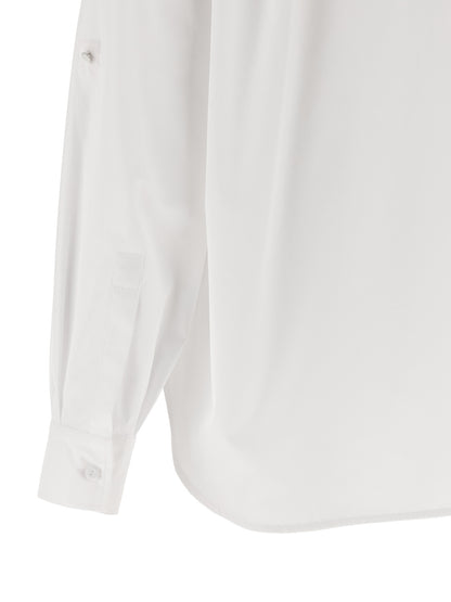 Blouse by Max Mara for women in cotton white showcases a sleek silhouette, elegantly detailed with a sleek and for a sleek finish.