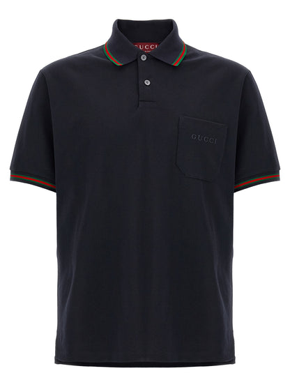 Gucci Men's Short-Sleeve Cotton Polo Shirt - Blue