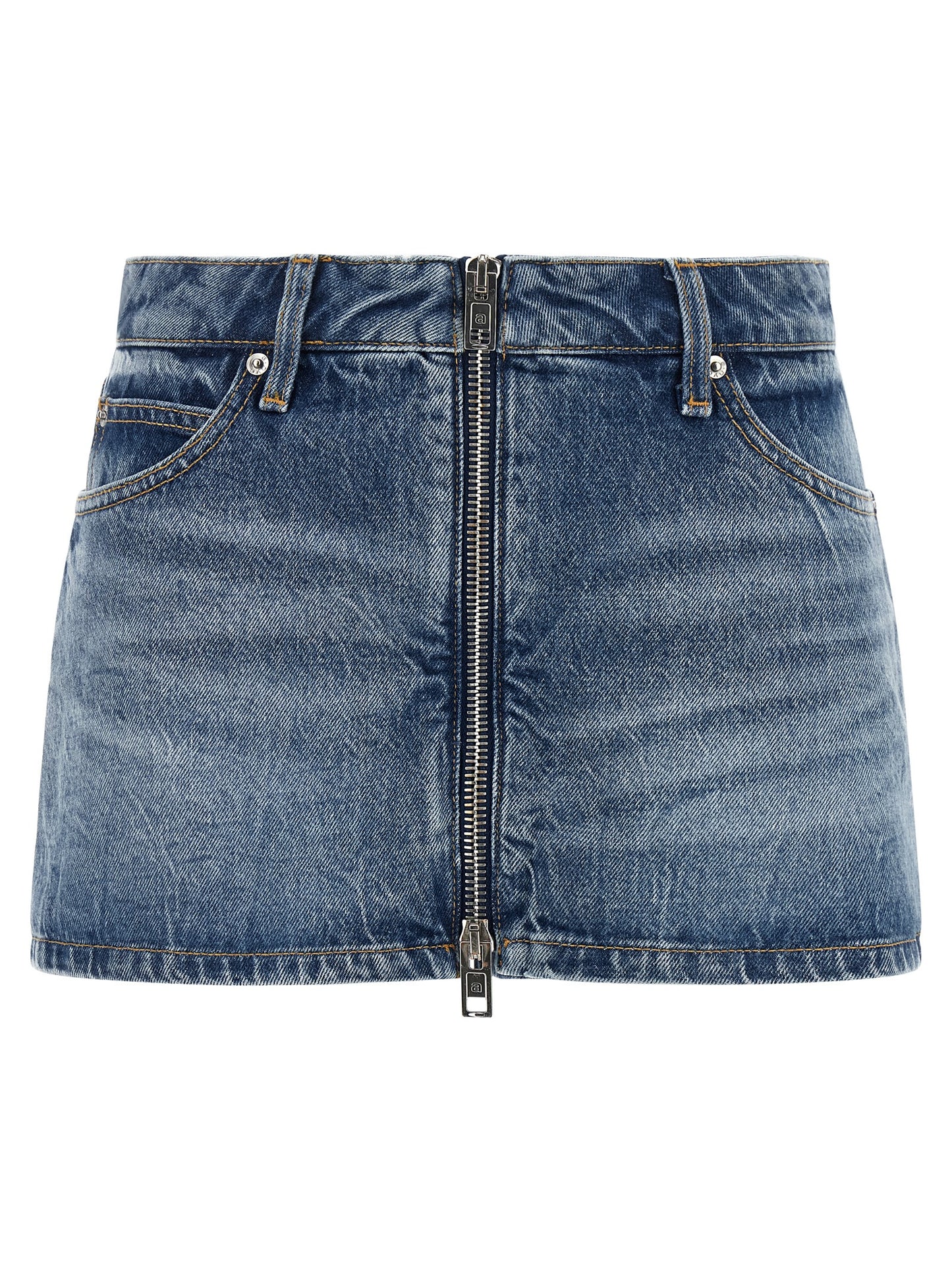Denim Shorts by Alexander Wang for women in denim cotton light-blue, silver & signature features an utilitarian chic with a short and , creating a utilitarian chic silhouette perfect for elevated casual styling.