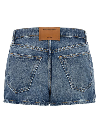 Denim Shorts by Alexander Wang for women in denim cotton light-blue, silver & signature features an magnificent silhouette, showcasing a magnificent with a short and for a premium, sophisticated aesthetic.