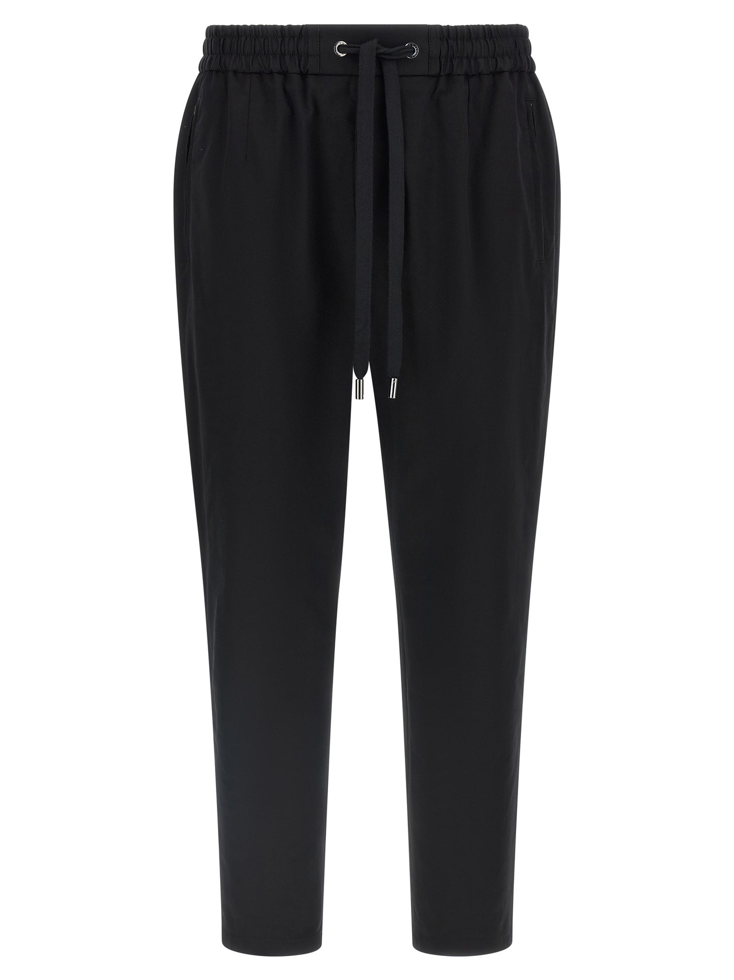 Casual Pants by Dolce & Gabbana for men in stretch cotton black presents a refined pantology silhouette, artfully defined by a refined pantology tapered-leg, long, and a sophisticated .