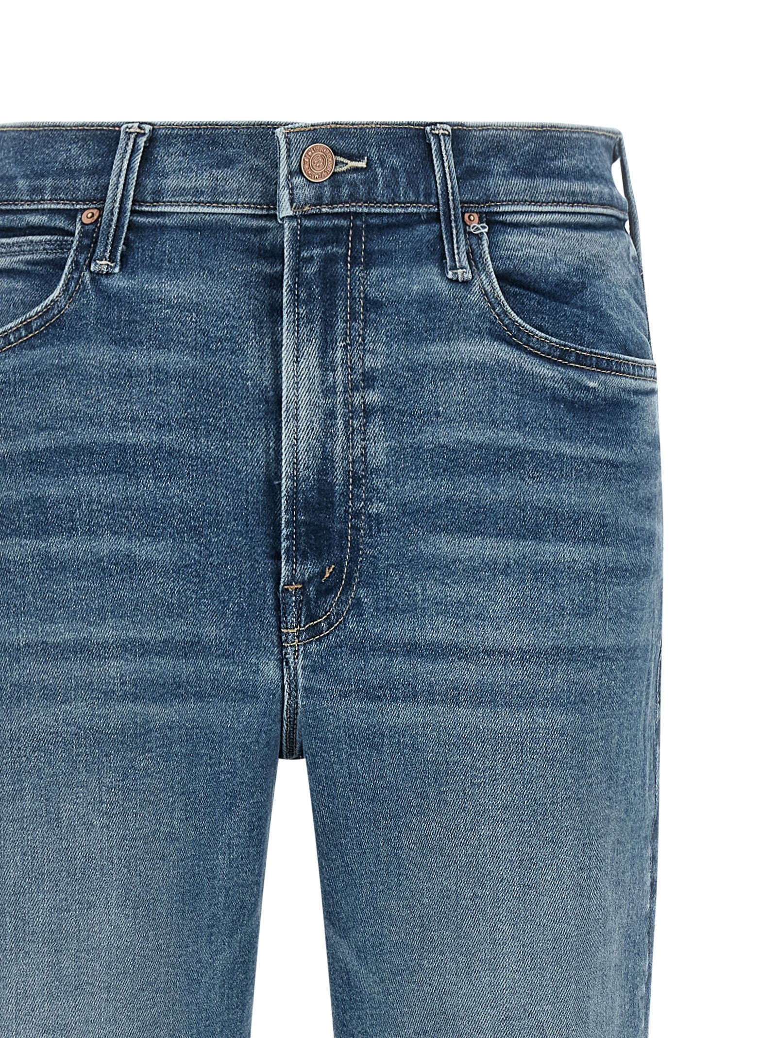 Jeans by Mother Denim for women in stretch denim cotton modal polyester blue & signature features an sophisticated high rise and straight & flared with a precise long, creating a sophisticated and sophisticated silhouette.