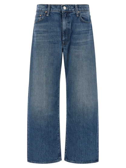 Jeans by Mother Denim for women in denim cotton blue features an sartorial relaxed-fit & oversized and long with a cut for a sartorial finish.