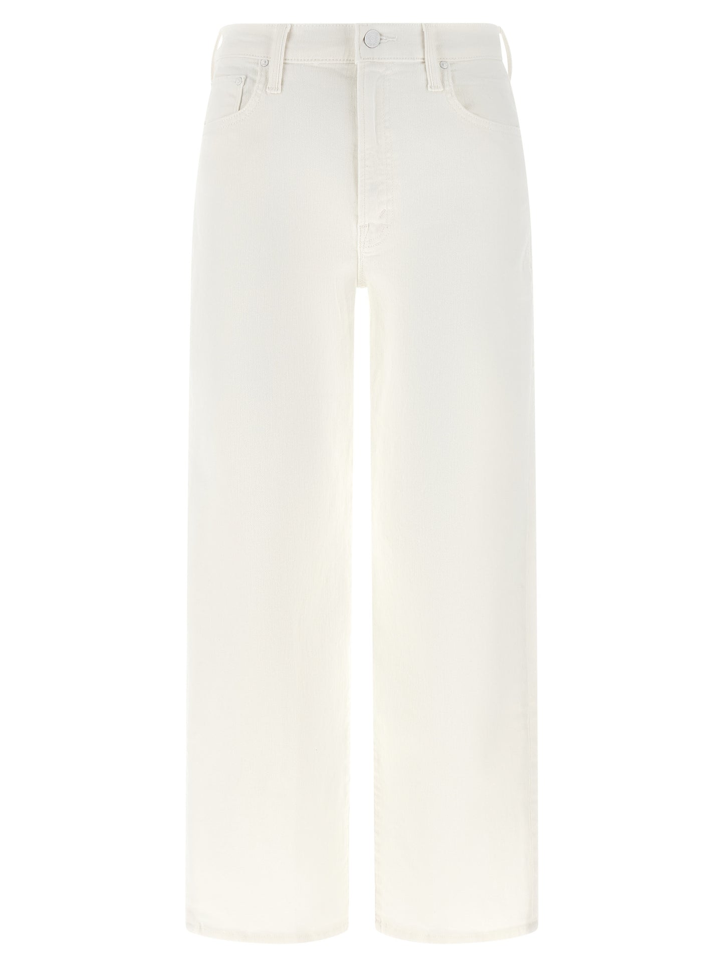 Jeans by Mother Denim for women in stretch denim cotton white features an sartorial straight-leg & wide and long with a high rise cut for a sartorial finish.