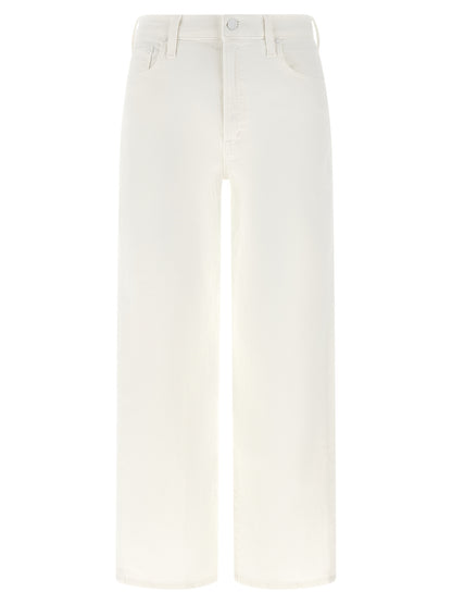 Jeans by Mother Denim for women in stretch denim cotton white features an sartorial straight-leg & wide and long with a high rise cut for a sartorial finish.