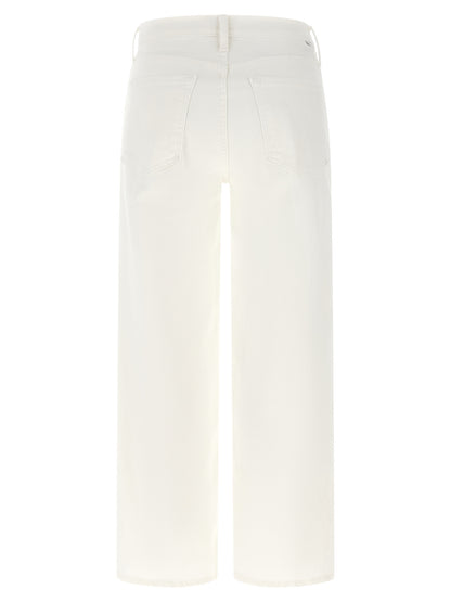 Jeans by Mother Denim for women in stretch denim cotton white features an refined tailoring silhouette, showcasing a premium straight-leg & wide with a high rise and long cut for a refined tailoring look.