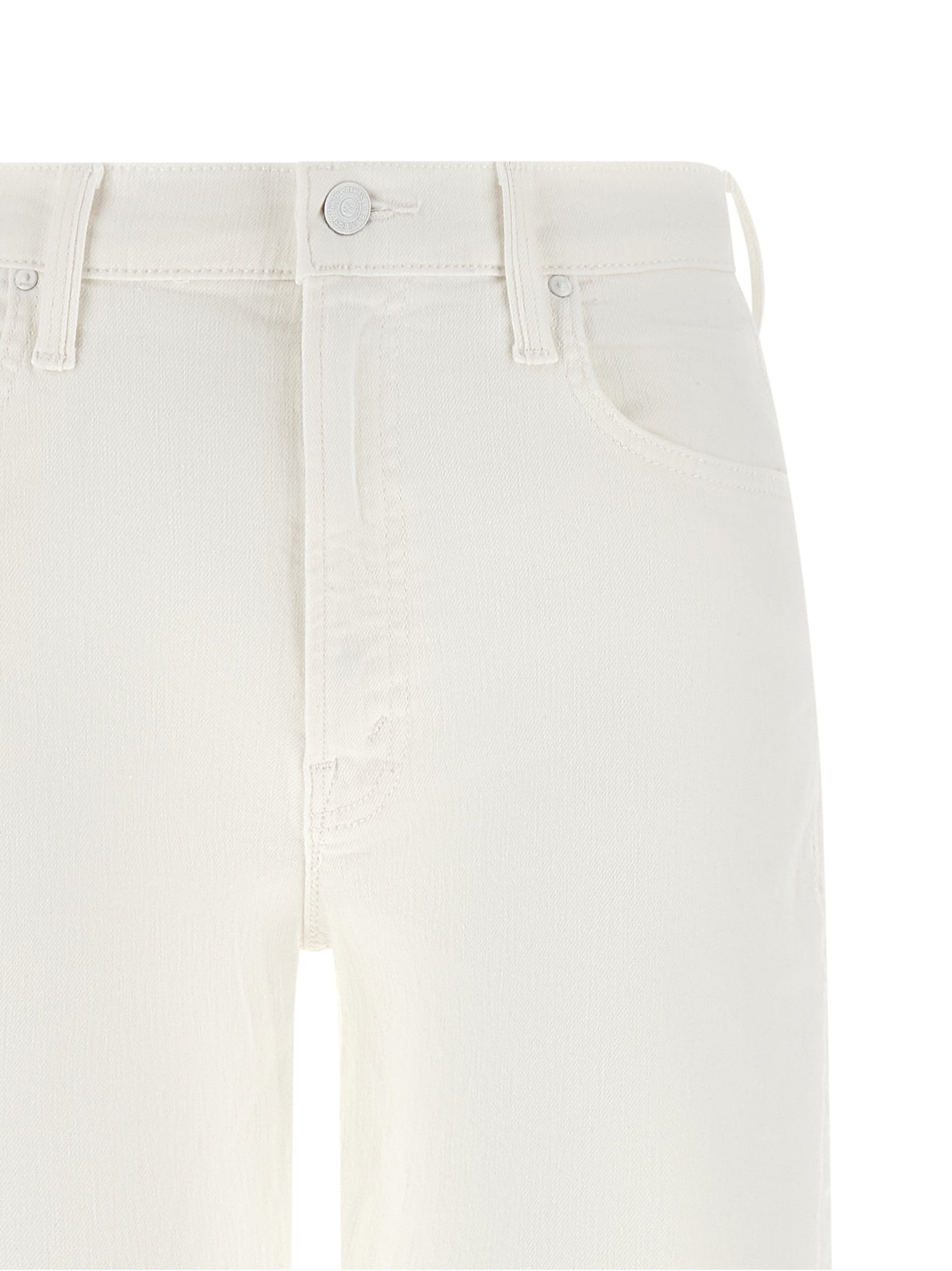 Jeans by Mother Denim for women in stretch denim cotton white features a refined silhouette with a refined straight-leg & wide, defined by a high rise and a refined long for a refined finish.