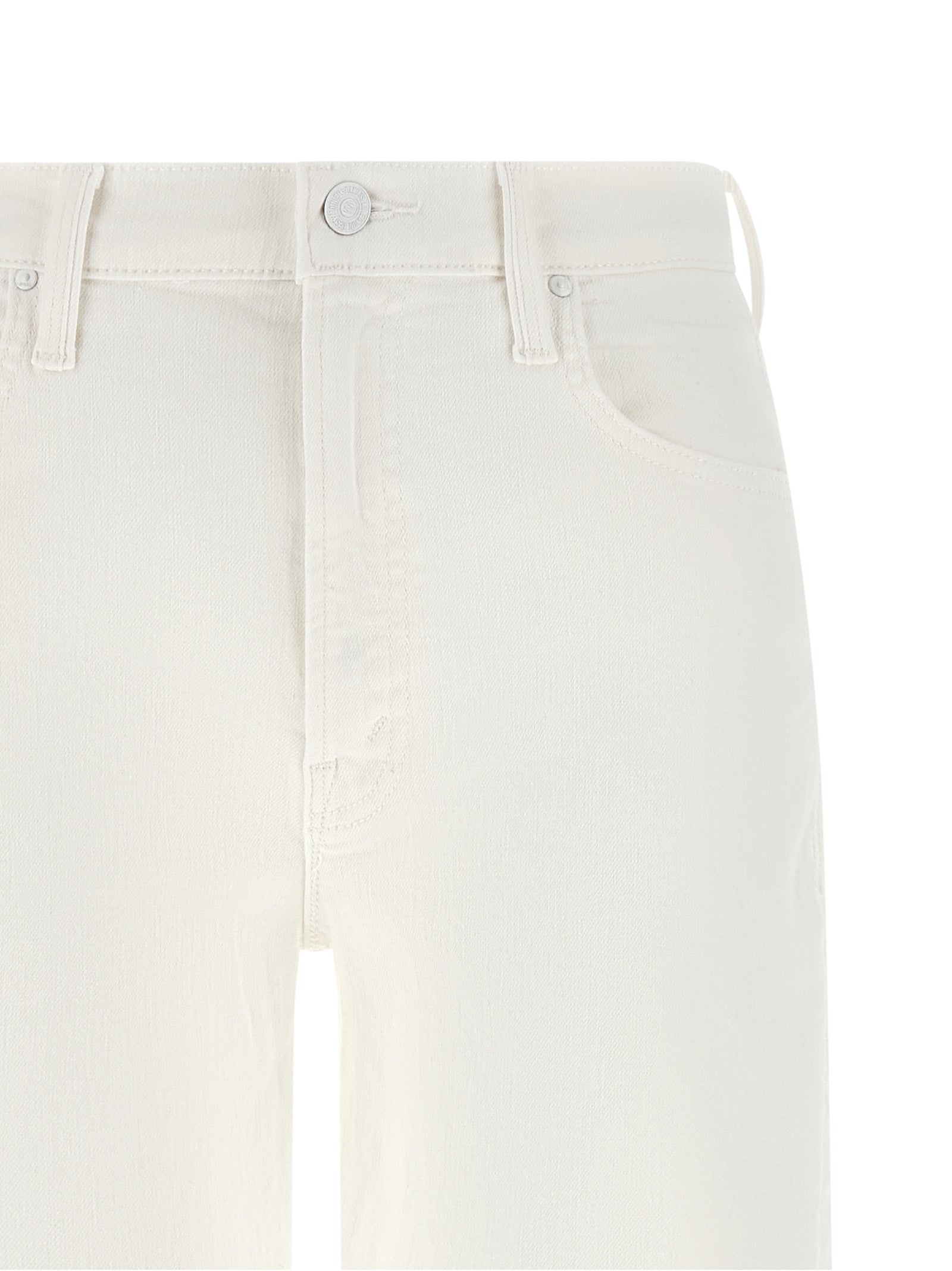 Jeans by Mother Denim for women in stretch denim cotton white features a refined silhouette with a refined straight-leg & wide, defined by a high rise and a refined long for a refined finish.