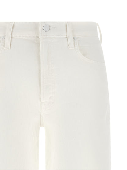 Jeans by Mother Denim for women in stretch denim cotton white features a refined silhouette with a refined straight-leg & wide, defined by a high rise and a refined long for a refined finish.