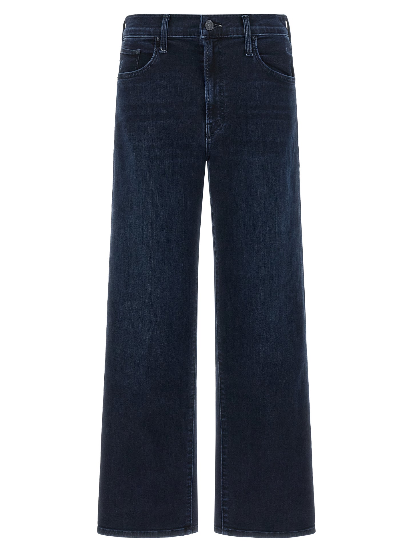 Jeans by Mother Denim for women in stretch denim cotton polyester blue, indigo & signature features an refined tailoring silhouette, showcasing a premium straight & wide with a mid rise and long cut for a refined tailoring look.