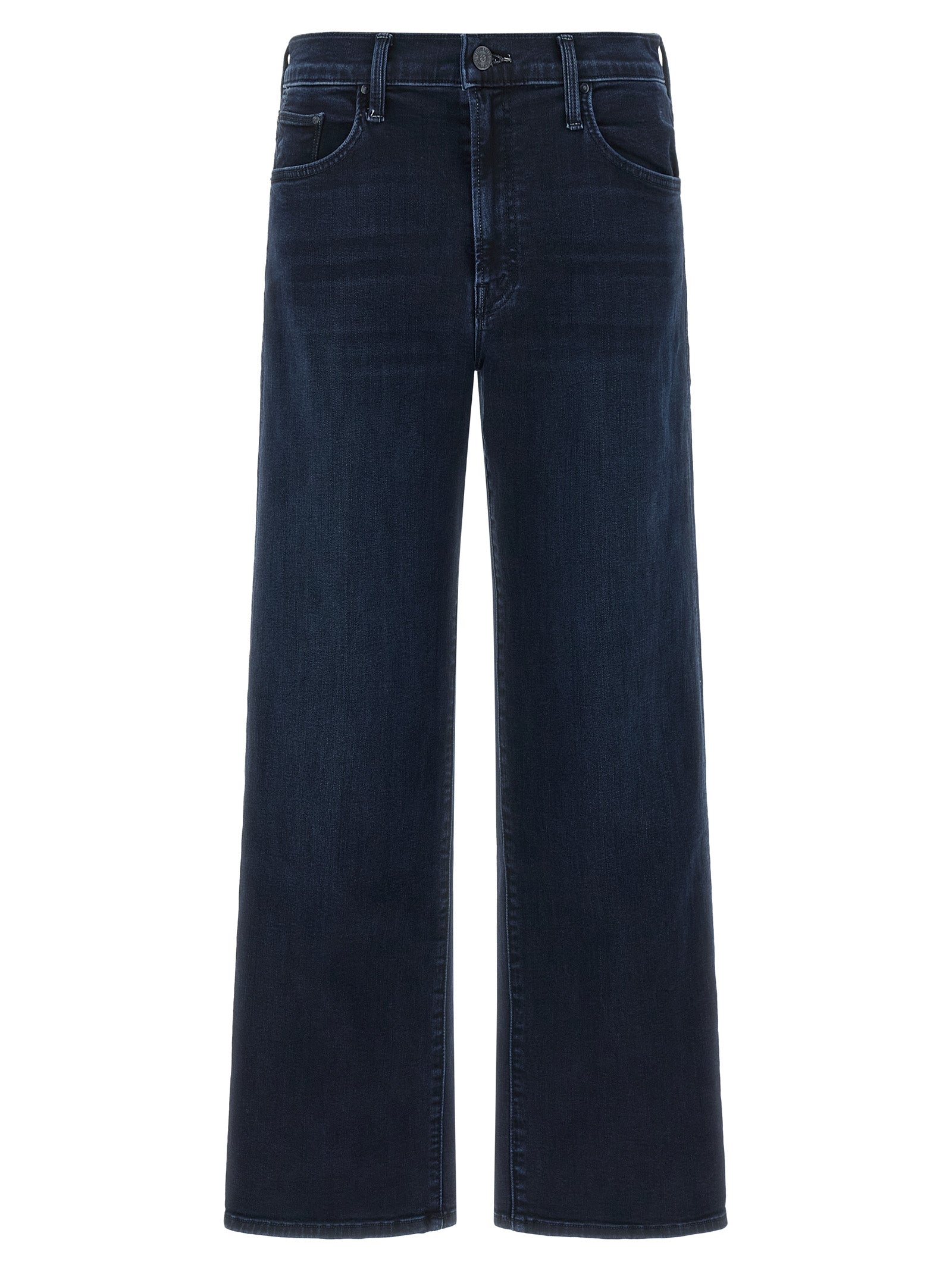 Jeans by Mother Denim for women in stretch denim cotton polyester blue, indigo & signature features an refined tailoring silhouette, showcasing a premium straight & wide with a mid rise and long cut for a refined tailoring look.