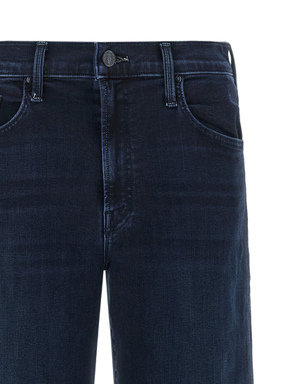 Jeans by Mother Denim for women in stretch denim cotton polyester blue, indigo & signature features an sophisticated mid rise and straight & wide with a precise long, creating a sophisticated and sophisticated silhouette.