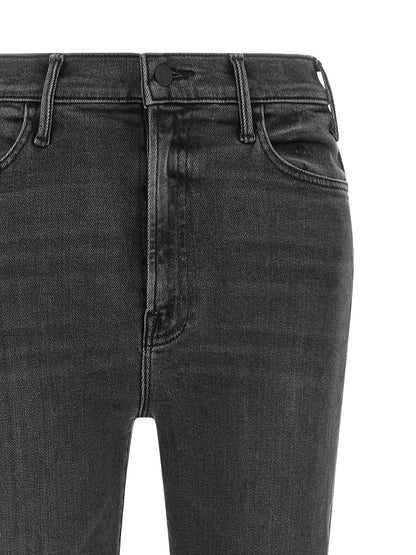 Jeans by Mother Denim for women in stretch denim cotton dark-gray & signature features an sophisticated high rise and flared with a precise long, creating a sophisticated and sophisticated silhouette.
