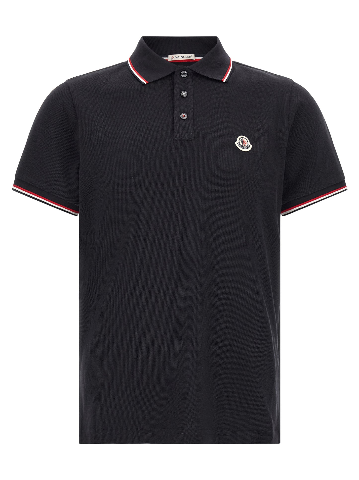 Polo Shirt by Moncler for men in cotton felt navy & striped presents a crisp silhouette, artfully detailed with a crisp and crisp .